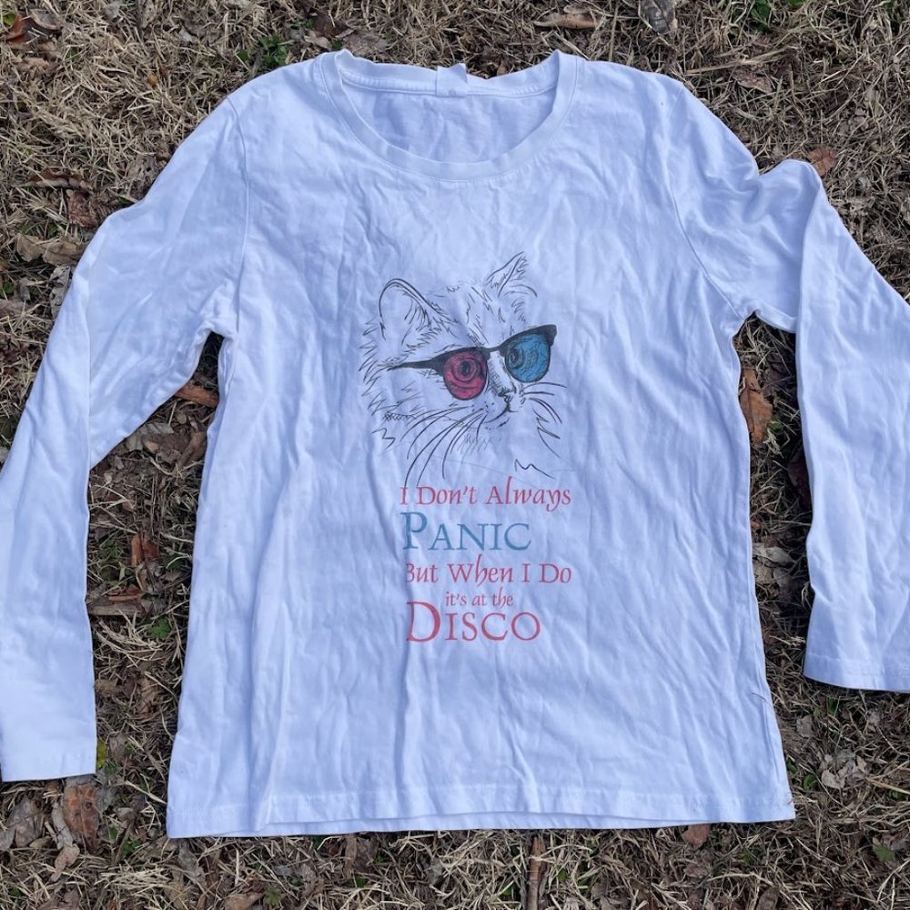 Unique Creation I Don't Always Panic Cat 3D Glasses Long Sleeve Childs Tee Large